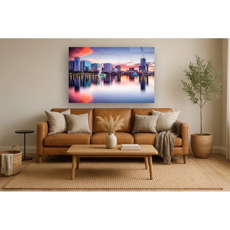 Art mural en verre trempé sans cadre Orlando Skyline - 40 po x 60 po