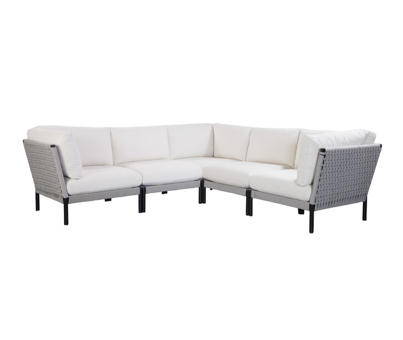 Canapé modulaire d'extérieur en forme de L de 112 po avec coussins Calabasas