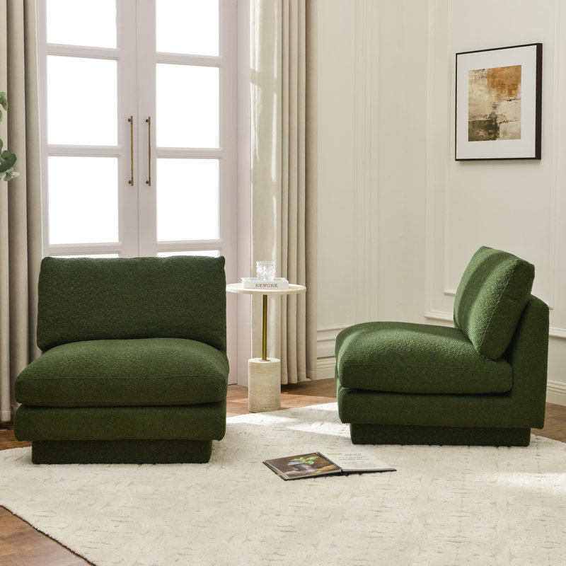 Fauteuil de chambre rembourré Woolf, Boucle verte