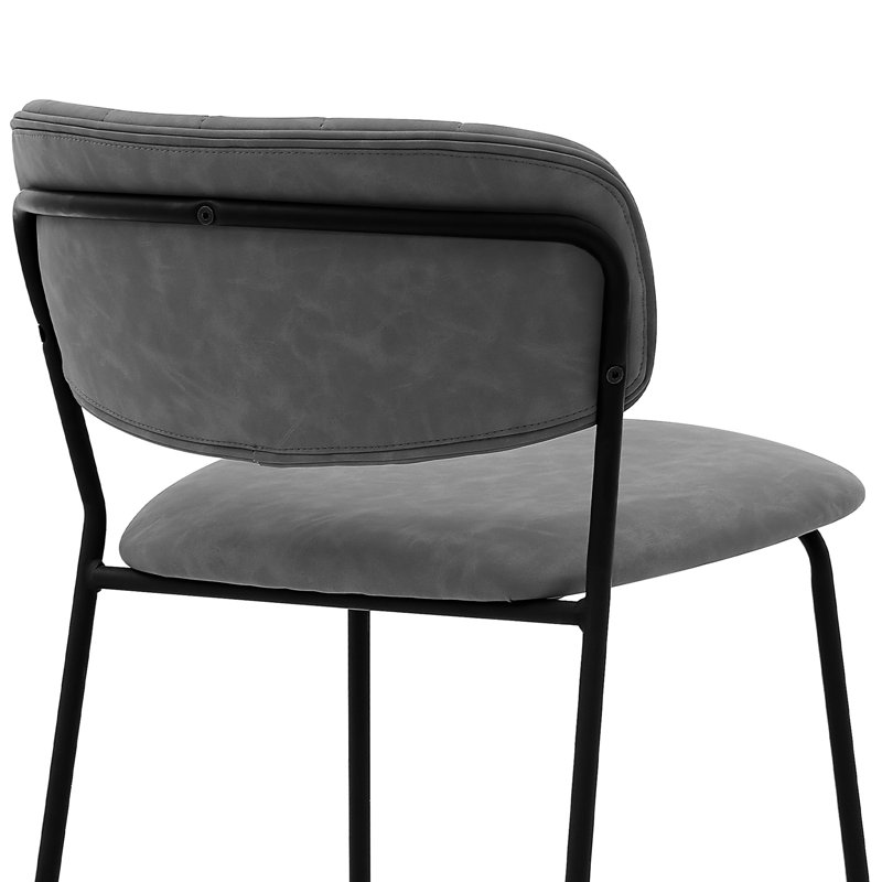 Tabouret de bar 26 po à hauteur de comptoir en similicuir gris et métal noir, confortable et facile à assembler