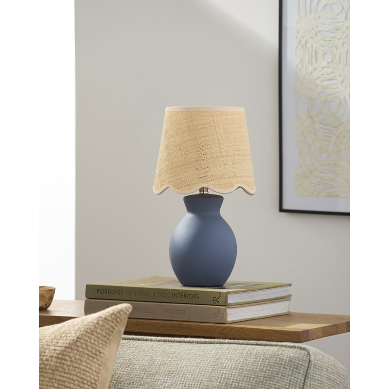 Momsen Table Lamp, Natural, 15"H x 8"W x 8"D, Blue