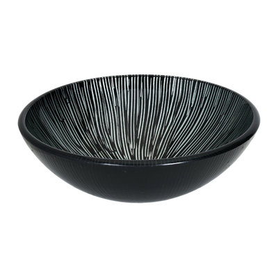 Belfry Bathroom 420mm L x 420mm W Satin Black Tempered Glass Circular Sink