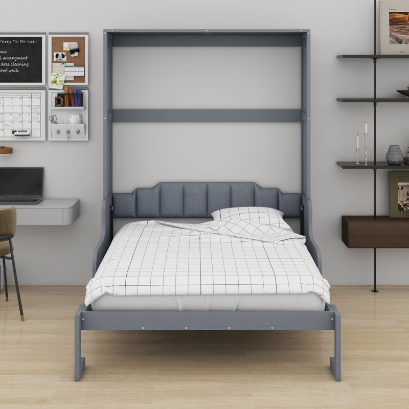 Lit escamotable mural Murphy avec coussin, Gris
