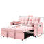 Velours 3 en 1 convertible rose avec lit escamotable et coussins de soutien pour un salon confortable