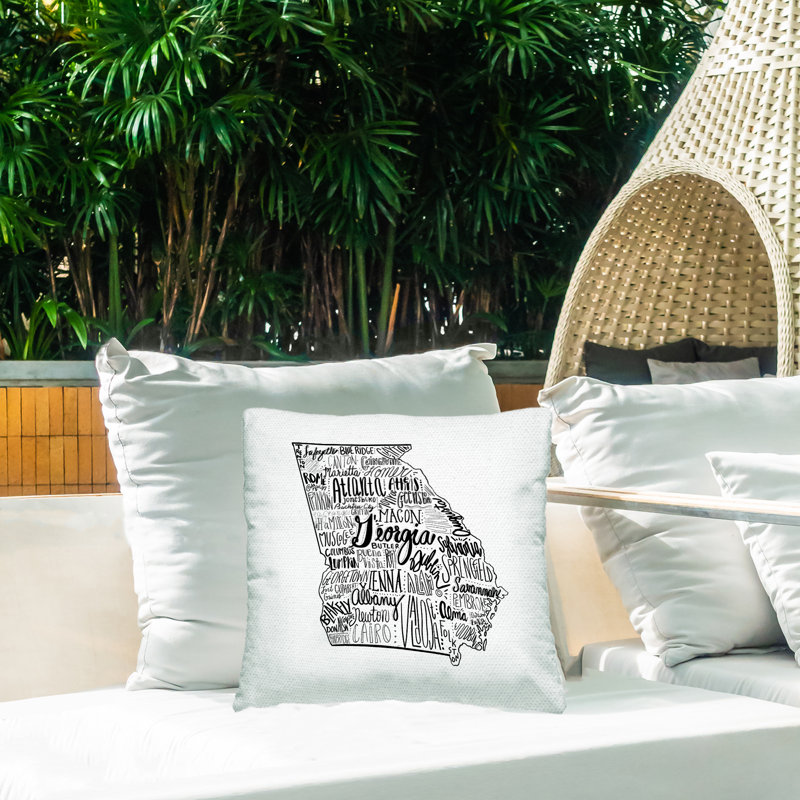 Coussin d'extérieur imprimé en forme de typographie de Georgia State par le samedi soir