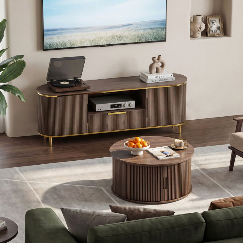  Lift-Top Coffee Table with Hidden Storage & Open Shelf, Round 31.5” Wooden Cocktail Table for Living Room, Brown Finish with Black Metal Frame