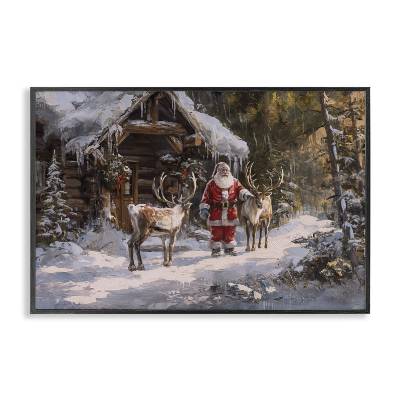 «Traditional Santa» par Cabin Canvas par Imagine It Images, H 16 po x l 24 po, Giclée encadrée noir minuit