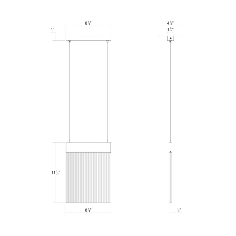 V Panels 1 - Light LED Pendant, Polished Chrome