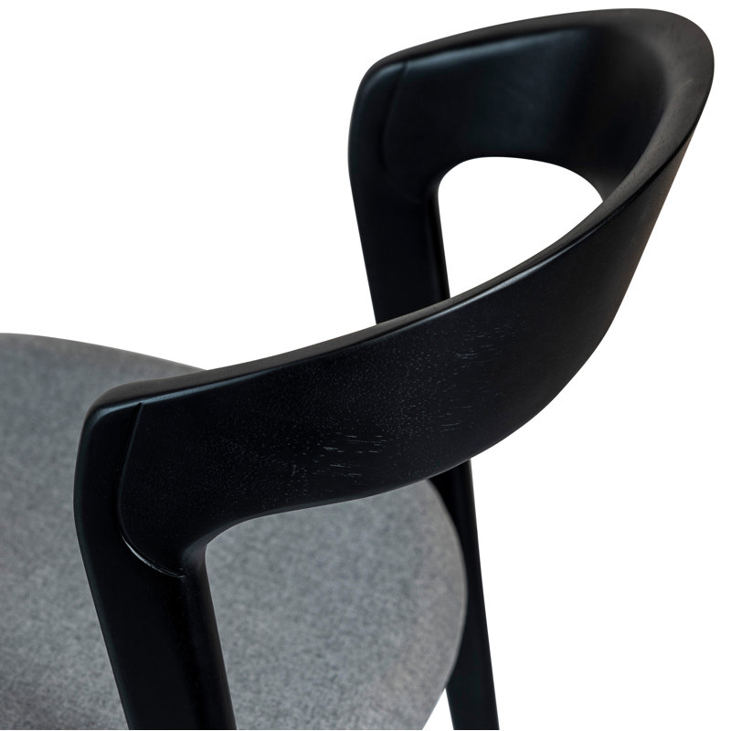 Modern Brazilian Upholstered Dining Chair, Ebano/Gray