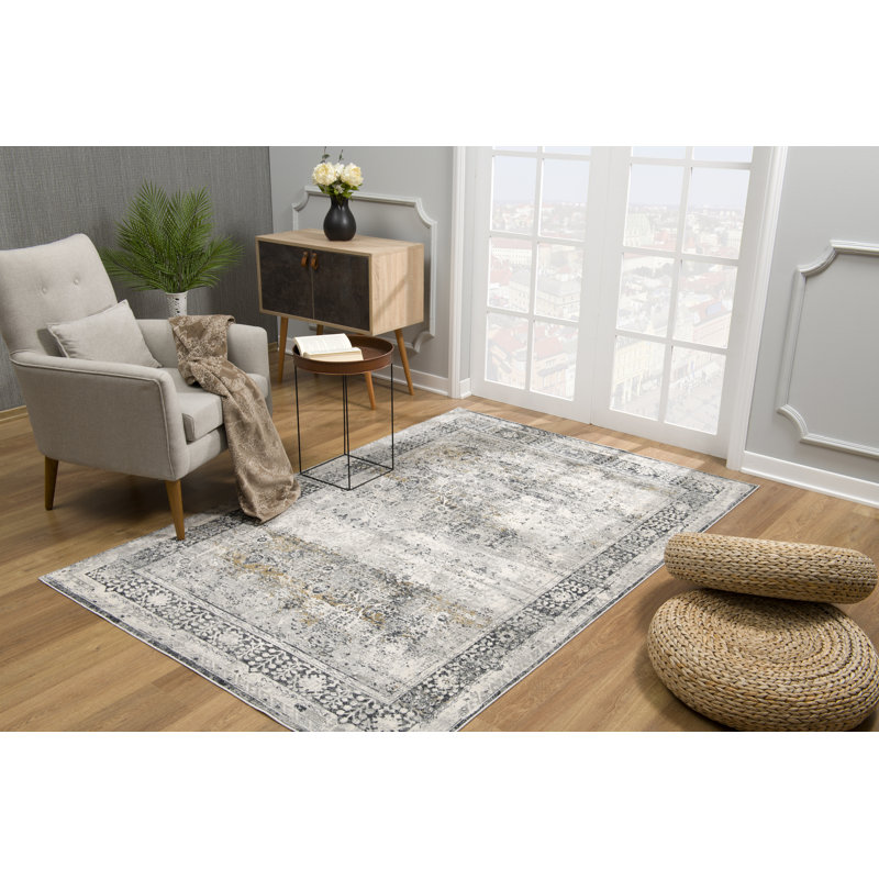 Tapis gris/crème à tisser électrique Gingerich, Rectangle 7 pi 10 po x 10 pi 10 po