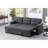84" Dark Gray Linen Sectional With Reversible Sleeper, Storage, Plump Stitching Storage And 35" Height, Design