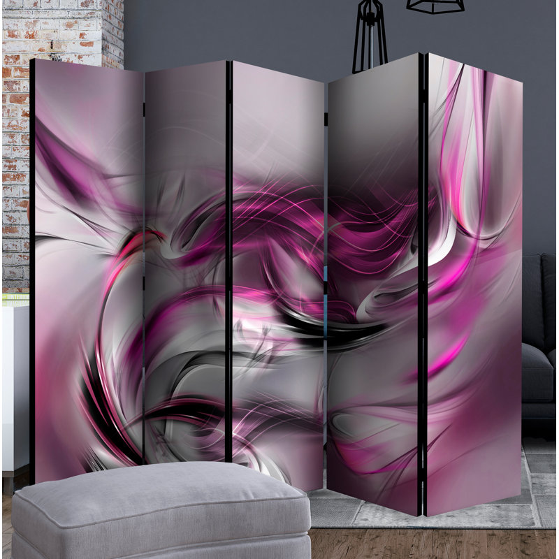 Pensacola 172cm H Solid Wood Folding Room Divider, Pink, 5