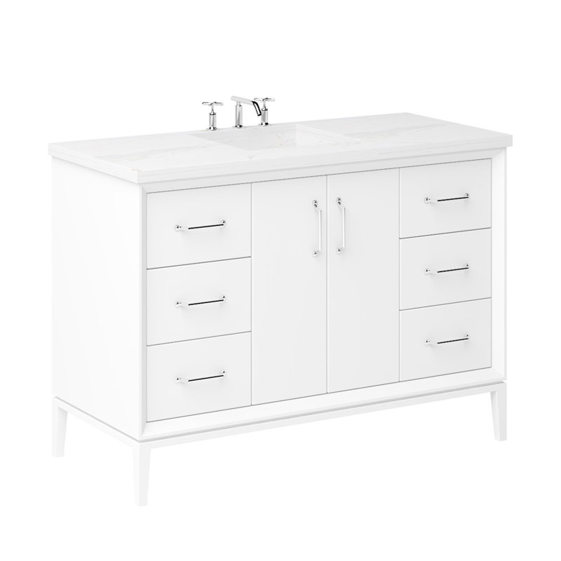 Alexandra Single Extra Wide Bath Vanity, Pure White, Polished Chrome, 54"