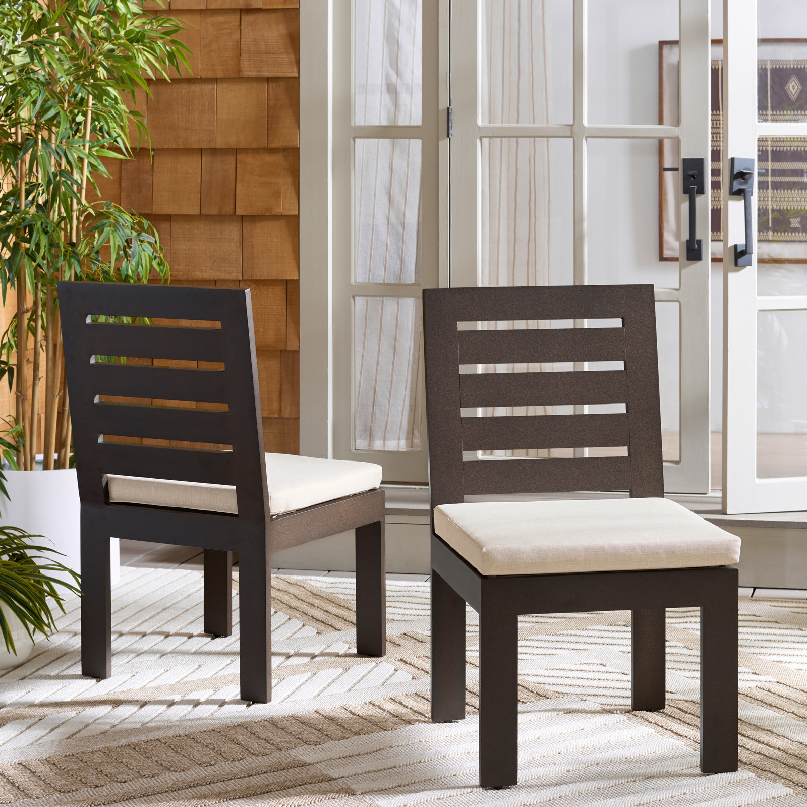 Dwyer Aluminum Outdoor Dining Chairs, Brown