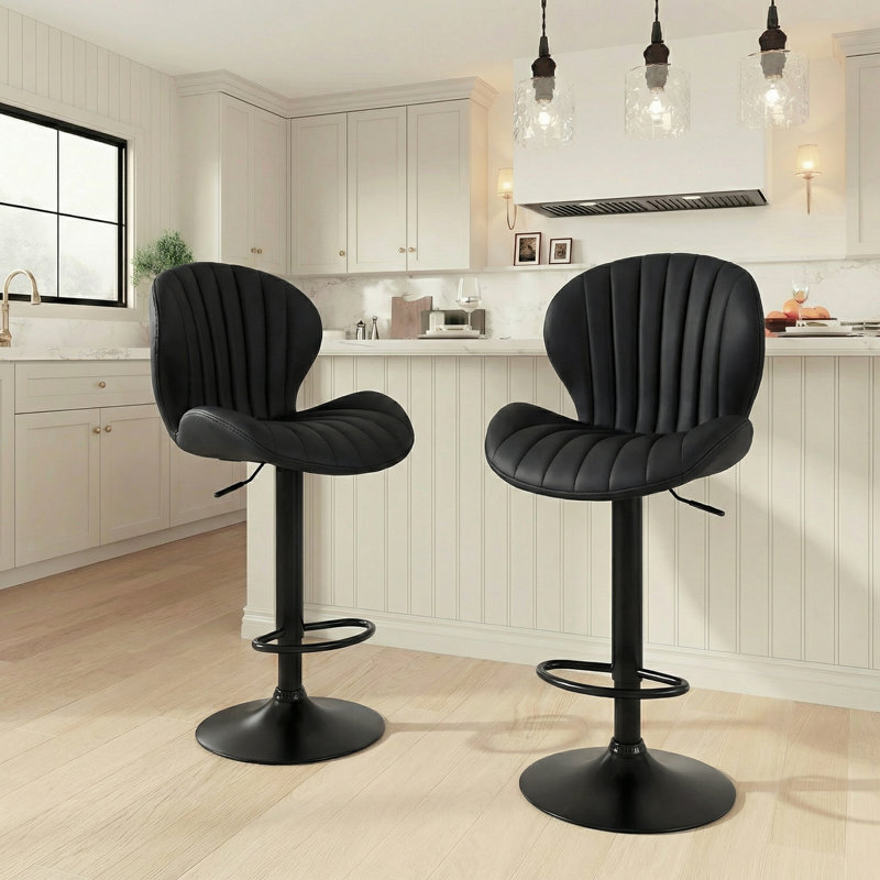 Tabouret de bar pivotant à hauteur réglable avec structure en métal, Noir