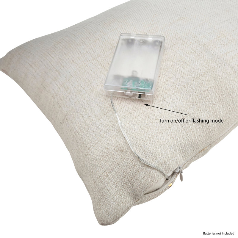 Ivory Christmas Tree LED Lights Throw Pillow