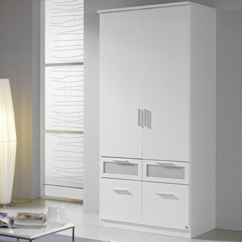 Bochum 2 Hinged Door Wardrobe 90 cm Alpinwhite 4 Drawer INCL. Delivery and Assembly, Alpine white