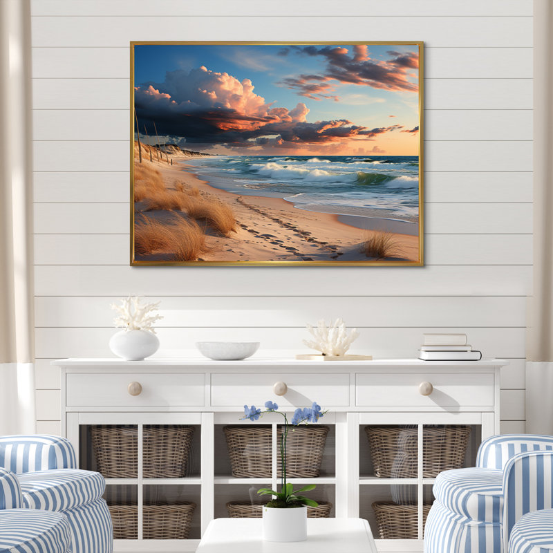 Superbe paysage côtier I sur toile, H 30 po x l 40 po x P 1,5 po, Cadre flottant doré