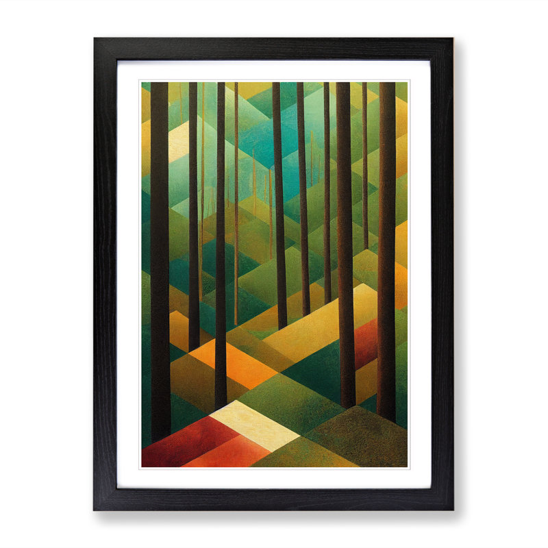 FRM-V0523-1012X Forest Patchwork Vol.2 - Picture Frame Print, Black Framed, 34cm H x 25cm W x 2cm D