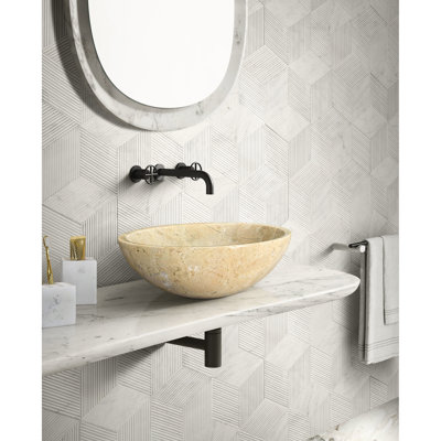 Lavabo de salle de bain en marbre doré jaune pour salle de bain, 15,7 po x 5,9 po, bloc solide, lavabo de salle de bain pré-percé et beige, 400 x 150 mm, surface lisse, style luxueux américain, naturel