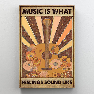 «Music Is What Feelings Sound Like - 1 pièce Rectan Music Is What Feelings Sound Like - 1 pièce», reproduction d'art graphique sur toile tendue