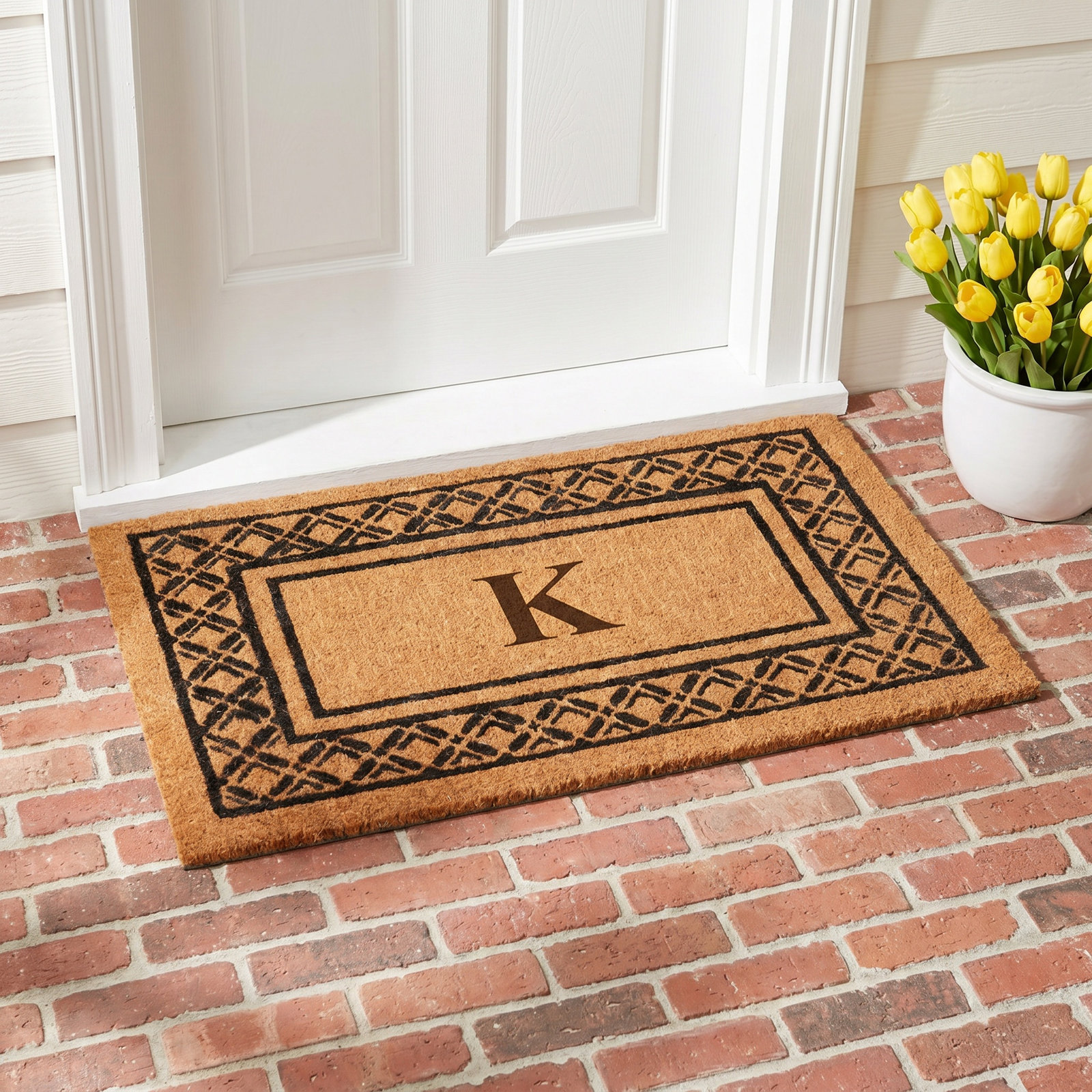Monogrammed Welcome Outdoor Doormat, 2'6" x 4', M