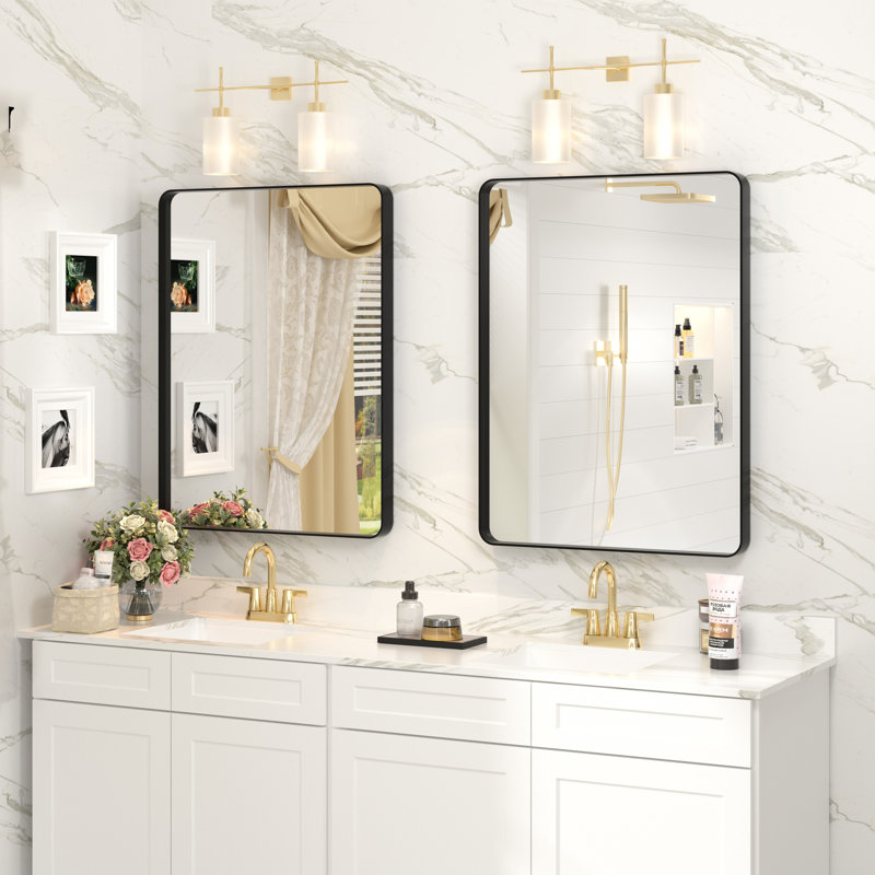 Miroir mural Aevar, 32 po x 24 po, Noir mat