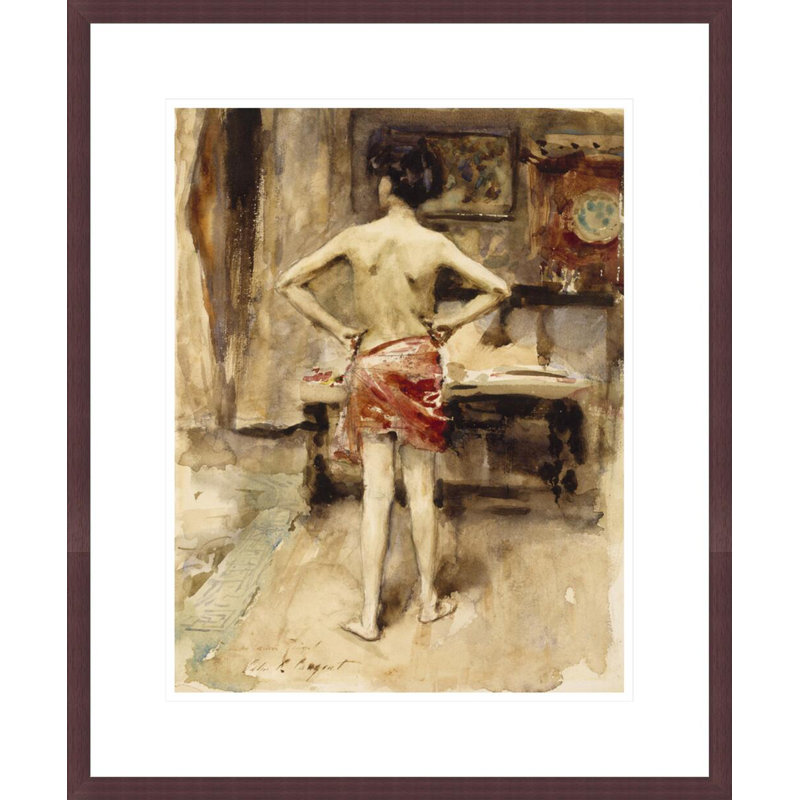 «The Model» par John Singer Sargent - impression giclée encadrée, H 21,37 po x l 17,75 po