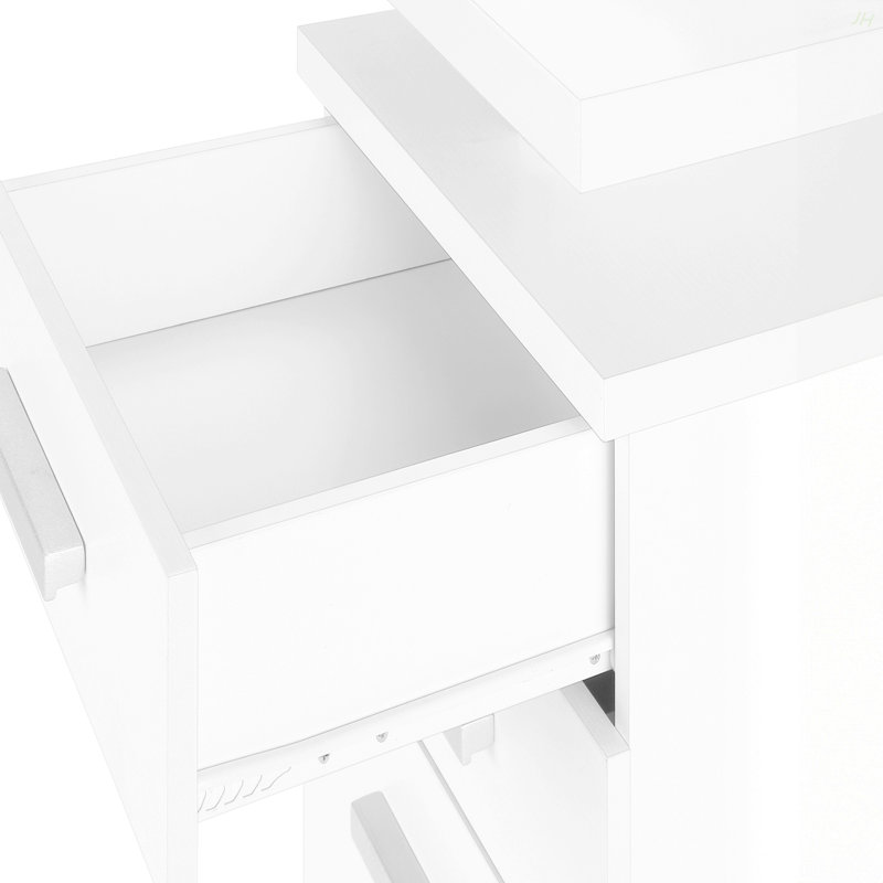 Bureau d'ordinateur, bureau personnel, ordinateur portable, installation à gauche, à droite, tiroirs de rangement, L 48 po, travail, stratifié blanc, contemporain, moderne