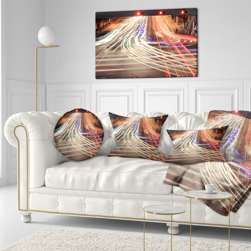 Coussin décoratif Light Traces on Crossroad - Cityscape
