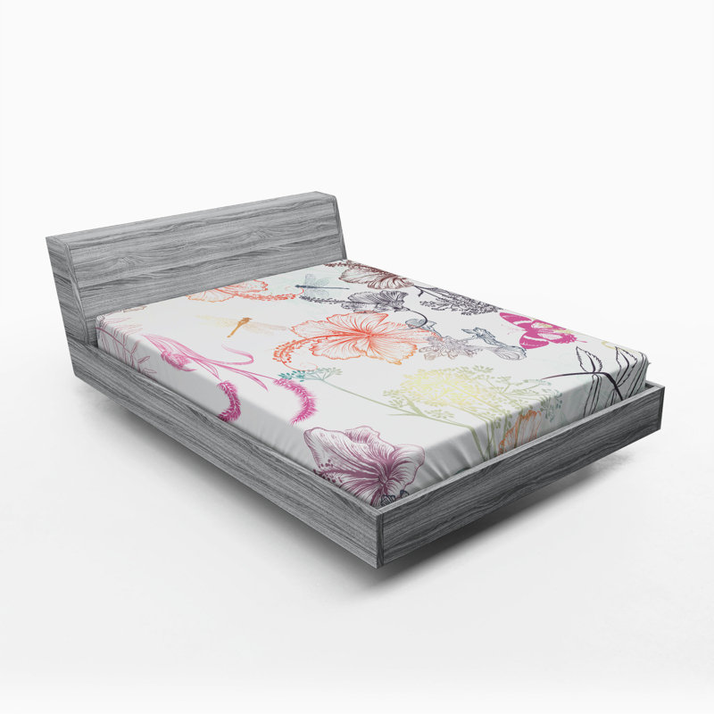 Microfiber Floral Fitted Sheet, Full Fitted Sheet