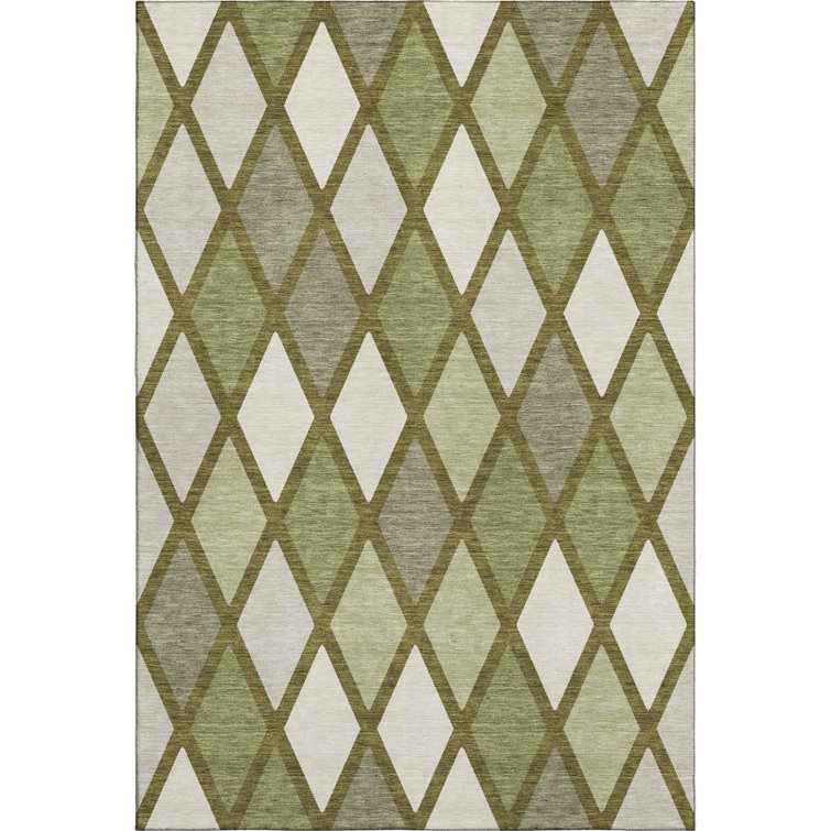 Premium Machine Washable Prisco Olive Rug