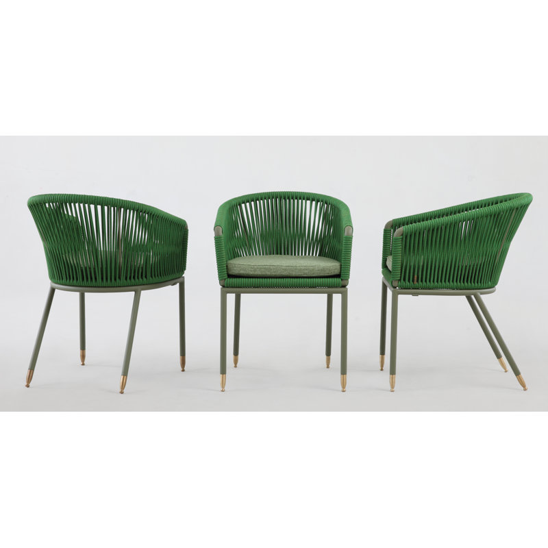 Summer Outdoor Dining Armchair, Cane Green/Stainless Steel, Kiwi Flat Ropetek