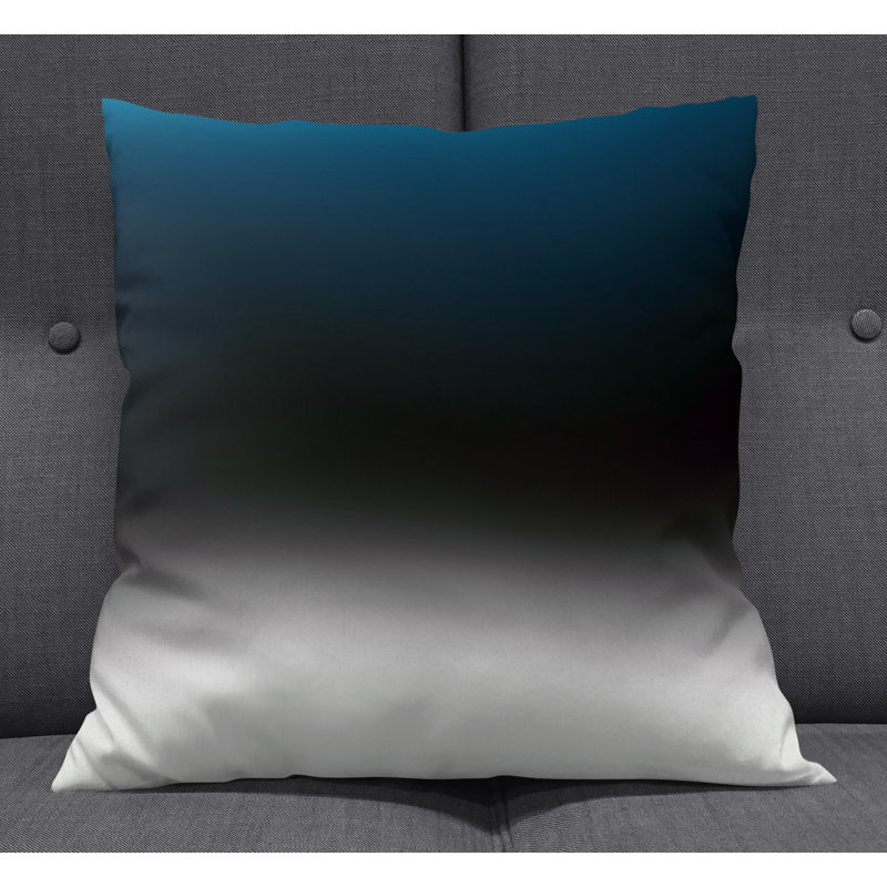 Throw Pillow With Insert, 16"H x 16"W, Blue/Black/White Ombre 1