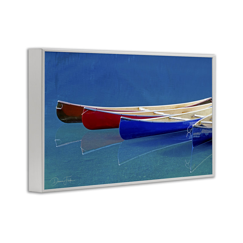 Divers canots, estampe numérique par Dennis Frates, Giclée encadrée blanc bord de mer, H 16 po x l 24 po