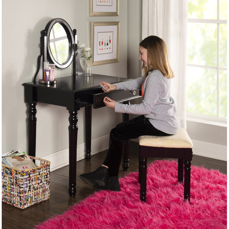 Coiffeuse avec miroir Lorraine, Noir
