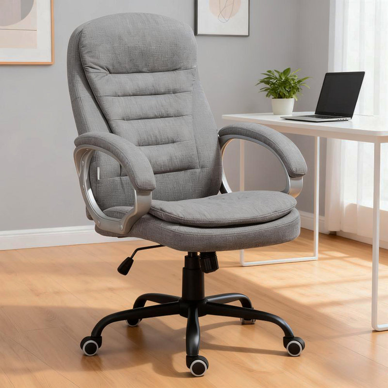 Fauteuil de direction à haut dossier et hauteur réglable, gris