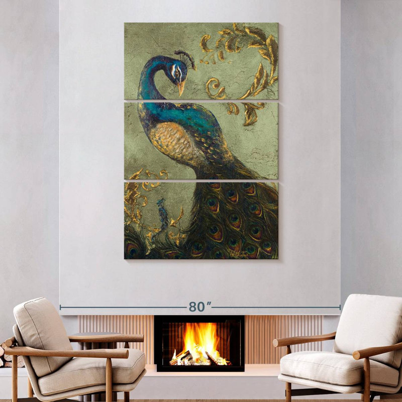 Peacock On Sage I, 74" H x 48" W