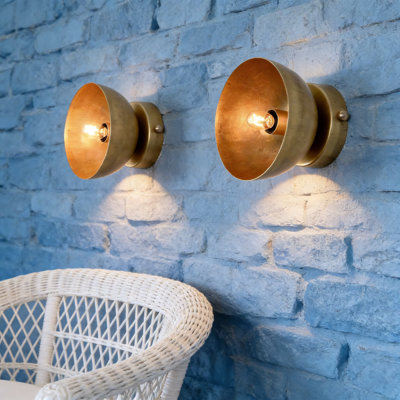 Applique murale industrielle en laiton brut style rétro avec finition laquée pour éclairage intérieur câblé dans la chambre à coucher, le couloir ou le meuble-lavabo