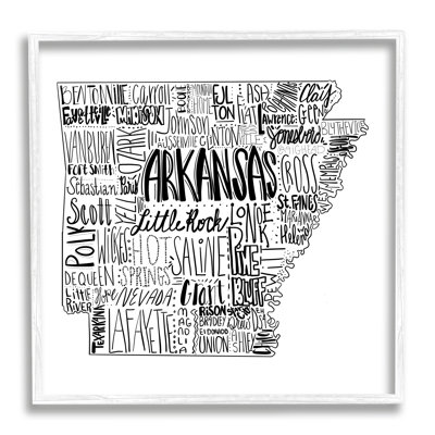 Carte des villes de l'Arkansas State par The samedi Evening Post - cadre flottant, impression sur bois