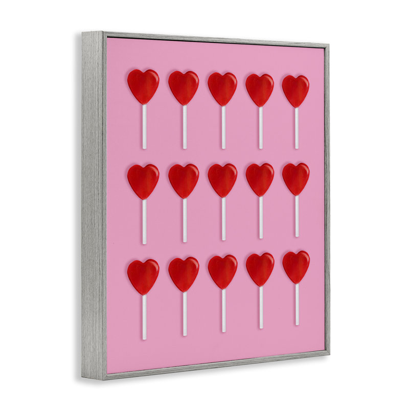 Giclée encadrée de la collection Heart Lollipops, conception par Lish Creative, H 20 po x l 16 po