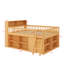 Queen Low Loft Bed With Storage Headboard And LED Lighting, Wooden Loft Bed Frame With Storage Shelves-1229849744
