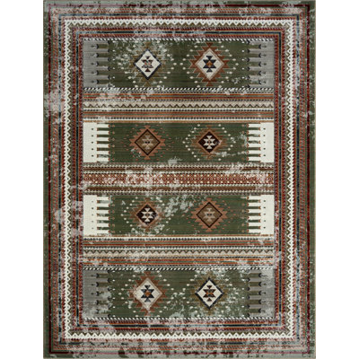 Stepheon Southwestern Area Rug in Green