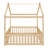 Wood House Bed Frame With Fence, Sturdy Pine Construction, Playful Design-123857053-123857058