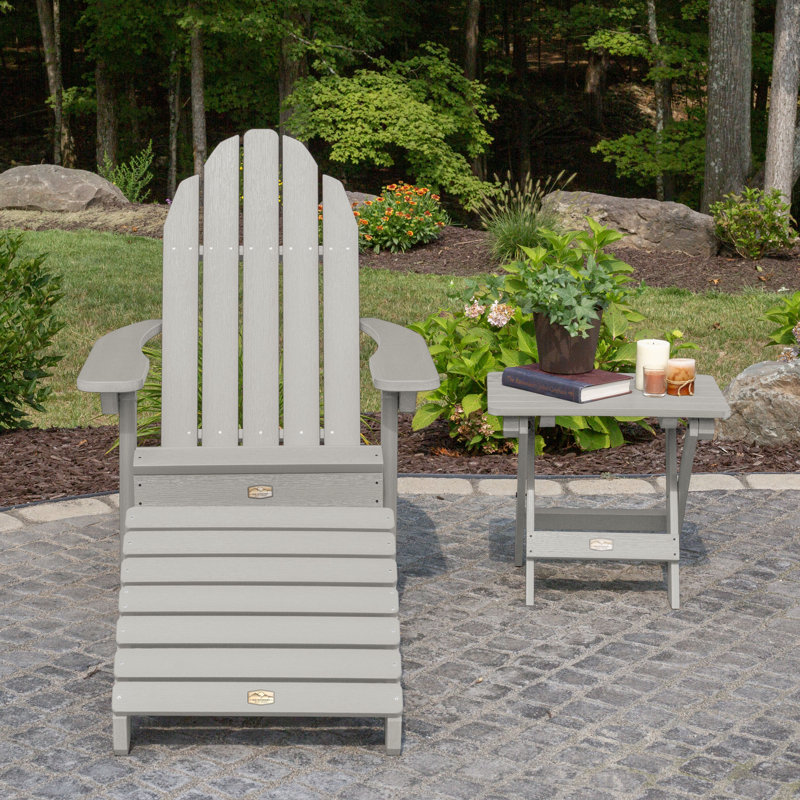 Essential Adirondack Chair With Essential Folding Ottoman And Folding Side Table