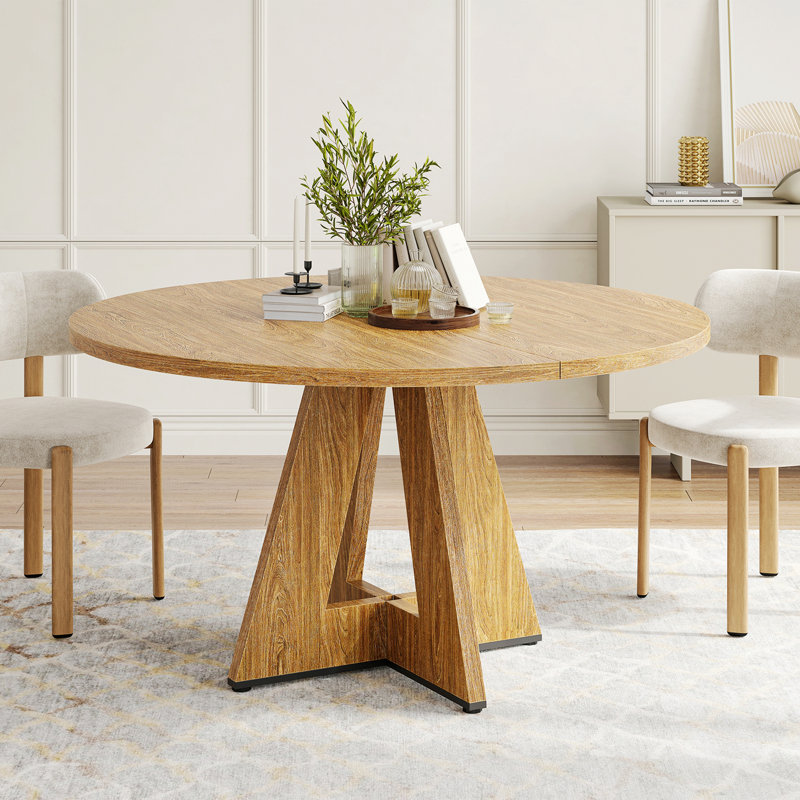 Table de salle à manger ronde pour 4 à 7 personnes, table de cuisine pour la salle à manger, Noyer