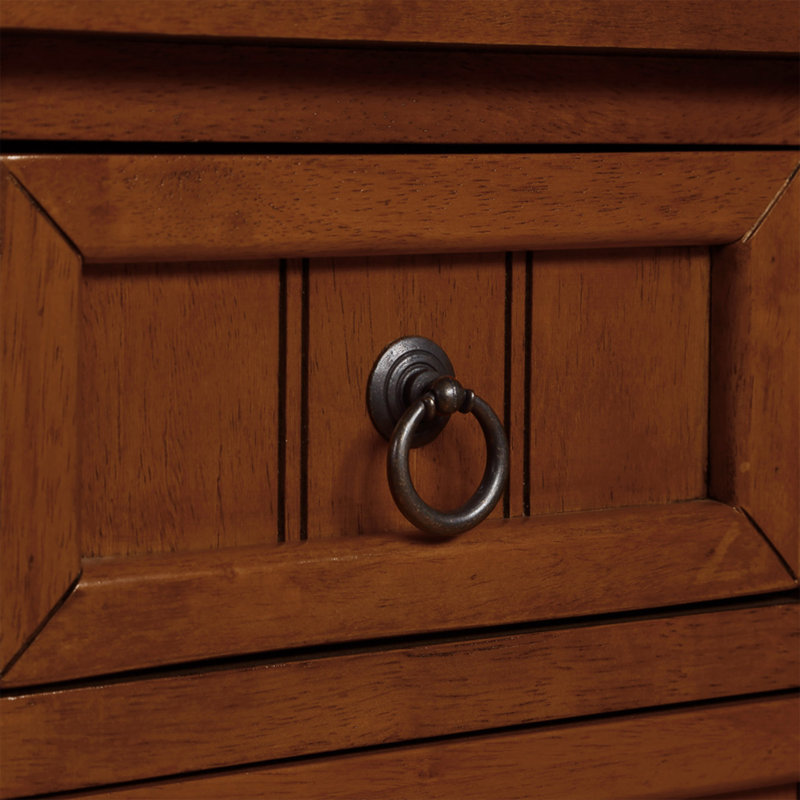Console 3 tiroirs avec pieds en bois massif Meayki, Cerise