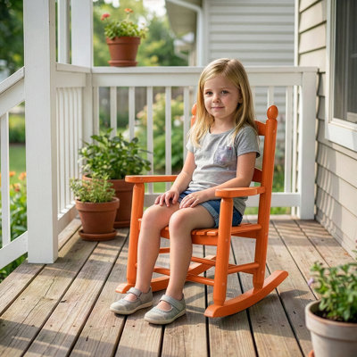 16 po Chaise berçante en bois de peuplier massif pour enfants de 2 à 5 ans en forme d'œuf