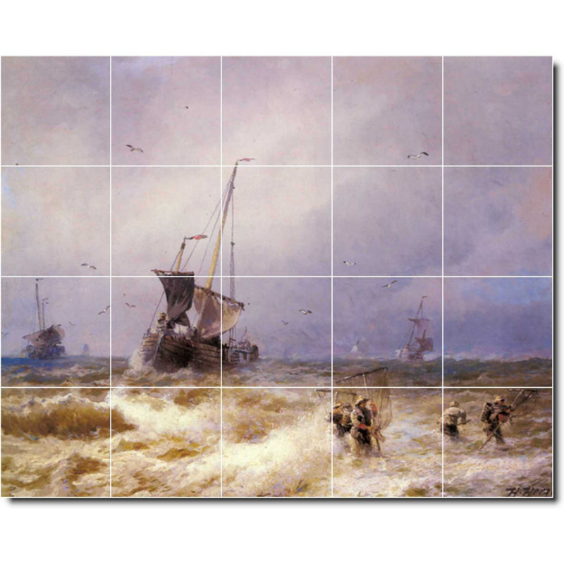 Carreau de céramique décorative 60 po x 48 po 12 po x 12 po, Bateau bateau 04257