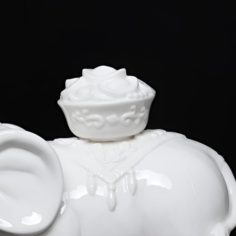 Statue d'éléphant en porcelaine blanche - Décoration élégante et charme chanceux